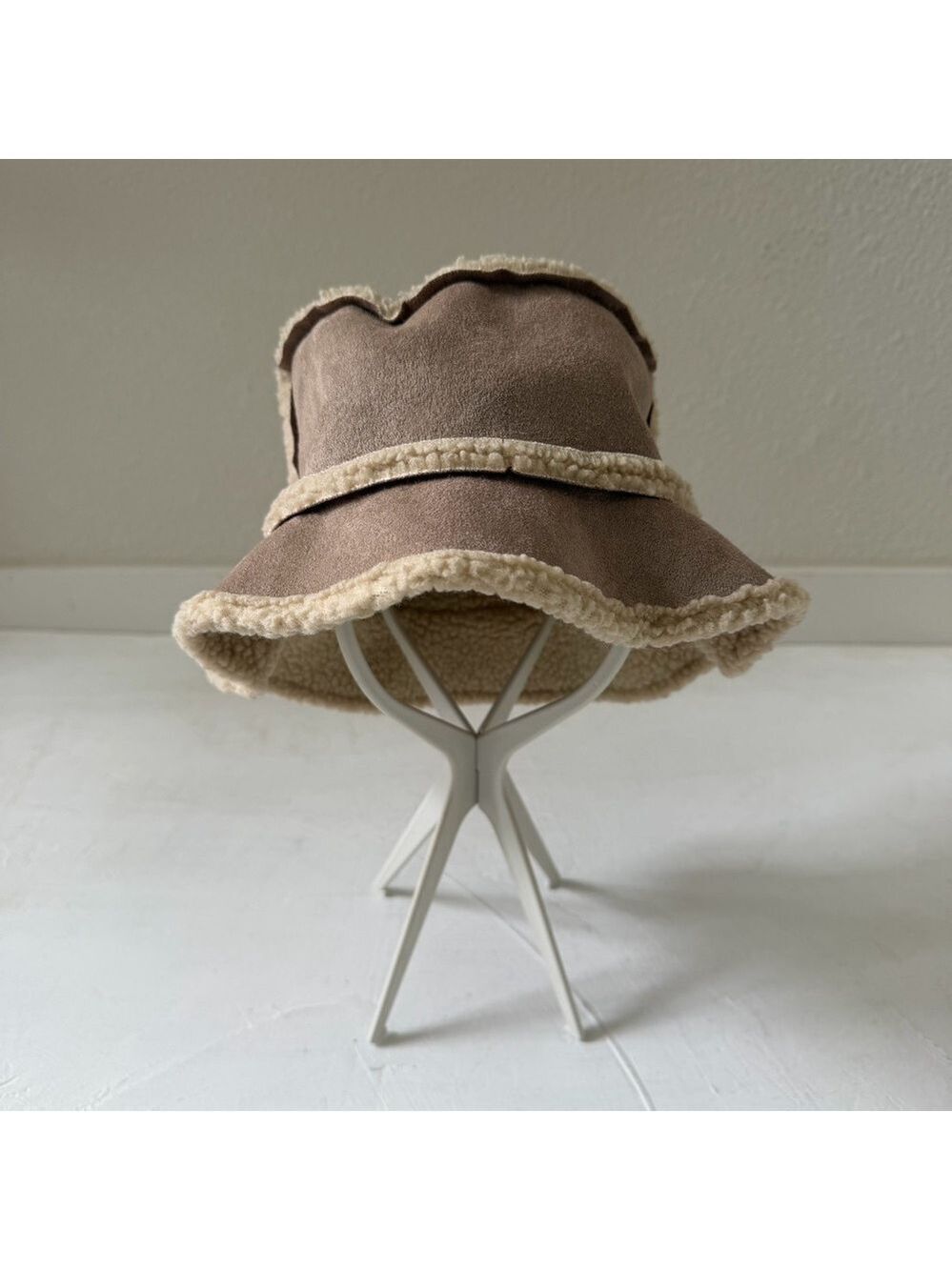 Shearling Fur Sherpa Bucket Hat Camel Khaki Unisex Winter Cap Almond Ivory